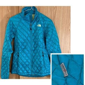 The North Face Thermoball Teal and Lime Puffer Jacket